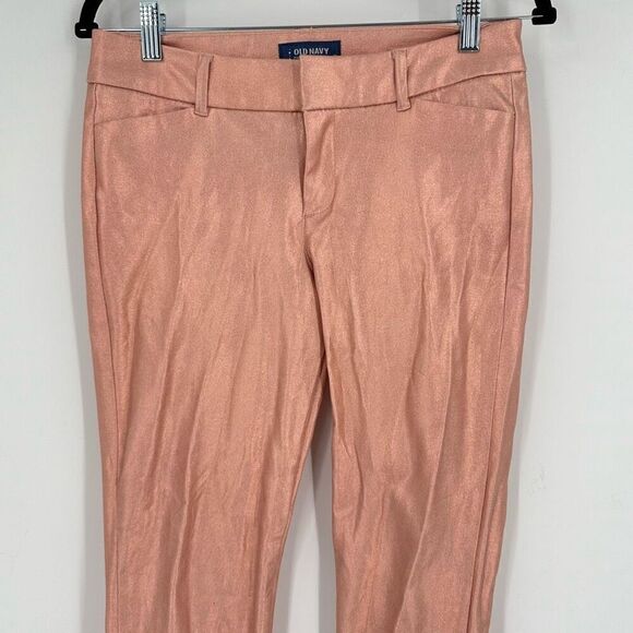 Old Navy Mid-Rise Coated Pixie Ankle Pants for Women Metallic Rose Gold Size 4 - Picture 13 of 13